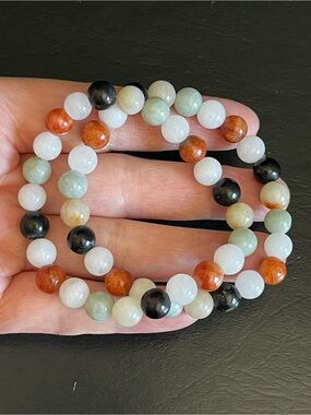 Genuine multi color jade Stretch Bracelet sets.